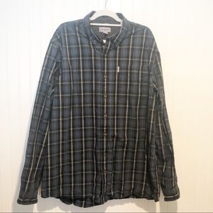 Carhartt Relaxed Fit Blue Black Plaid Button Down Shirt XL Tall